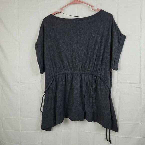 Caslon Women's Size M Short Cap Sleeve Tie Waist Peplum Blouse Gray Marl New - Picture 2 of 10